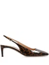 Gianvito Rossi Christina Sling 55mm Animal-print Pumps In Brown