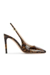 Gianvito Rossi Christina Sling Nuit Pump In Brown Leather