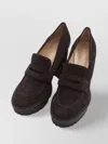 Gianvito Rossi Loafer Block Heel Chunky Sole Suede In Brown
