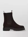 Gianvito Rossi Chunky Sole Suede Ankle Boots With Elastic Panels In Brown