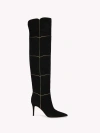Gianvito Rossi Clarice 85 Metallic Leather-trimmed Suede Over-the-knee Boots