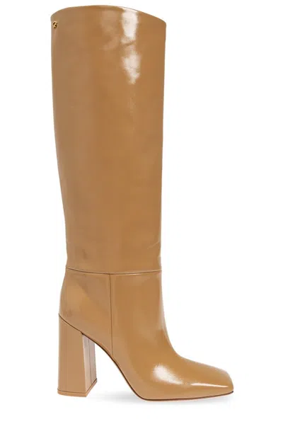 Gianvito Rossi Vanta 105mm Leather Boots In Beige