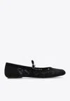 Gianvito Rossi Claudia Suede-trimmed Lace Mary Jane Flats In Black