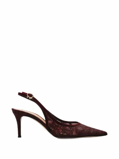 Gianvito Rossi Claudia Lace Slingback Pumps In Red