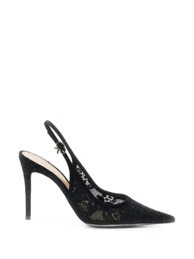Gianvito Rossi Sofia 95 Leather-trimmed Lace Slingback Pumps In Black