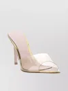 Gianvito Rossi Clear Strap Gold Accent Pointed Toe Mules