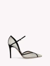 Gianvito Rossi 95 Suede-trimmed Crystal-embellished Mesh Pumps In Black