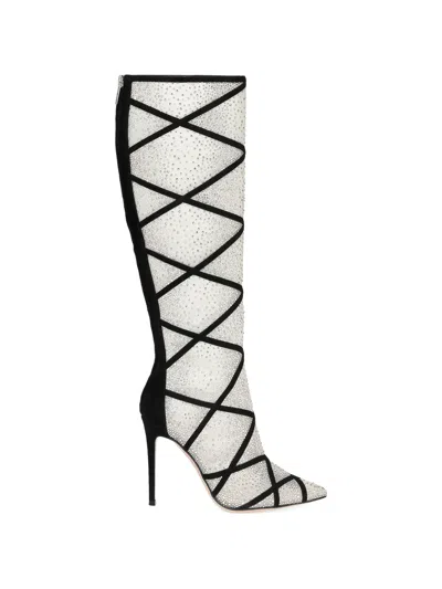 Gianvito Rossi Confetti Suede Embellished Boots In Black