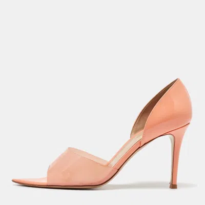 Pre-owned Gianvito Rossi Coral Orange Pvc And Patent Leather Bree Pumps Size 40