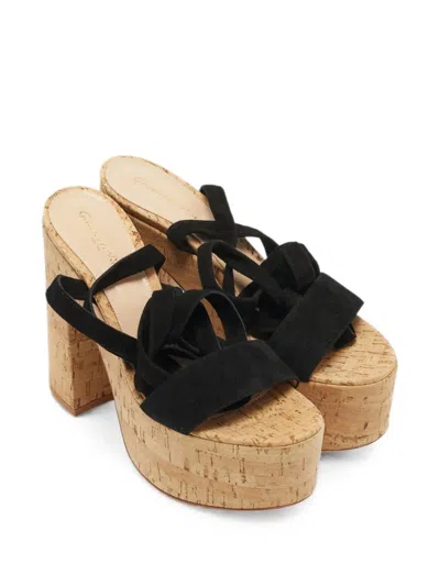 Pre-owned Gianvito Rossi Cork Platform Sandals In Black