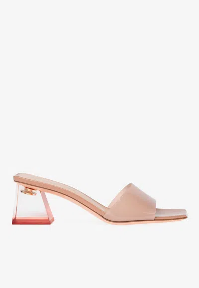 GIANVITO ROSSI COSMIC 55 BLOCK HEEL MULES,G11320 55PLE GSVPRLP VERNICE PRALINE PRALINE