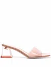 Gianvito Rossi Vernice Block-heel Mules In Neutrals