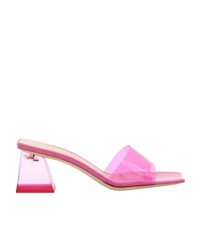 Gianvito Rossi Cosmic 55mm Square-toe Transparent Mules In Pink