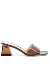 Gianvito Rossi Cosmic 50 Mules In Pvc And Patent Leather In Brown