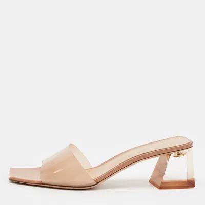 Pre-owned Gianvito Rossi Cosmic Size 42 Beige Pvc Block Heel Slide Sandals