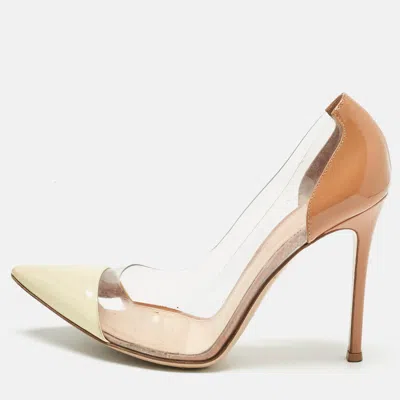 Gianvito Rossi Cream/beige Patent Leather And Pvc Plexi Pumps In Multi