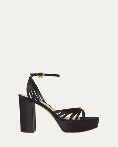 GIANVITO ROSSI CREPE ANKLE-STRAP PLATFORM SANDALS