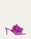 Gianvito Rossi Crepe Feather Pointed-toe Sandals In Orchid