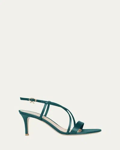 Gianvito Rossi Crepe Satin Crisscross Strappy Stiletto Sandals