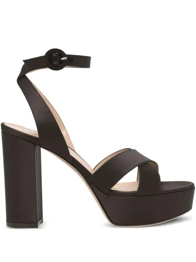 Gianvito Rossi Crepe Satin Sandals T.070 In Brown