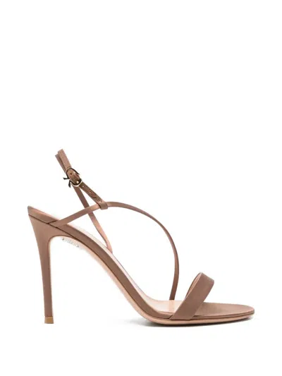 Gianvito Rossi Crepe Satin Stretch T. 095 Sandals In Brown