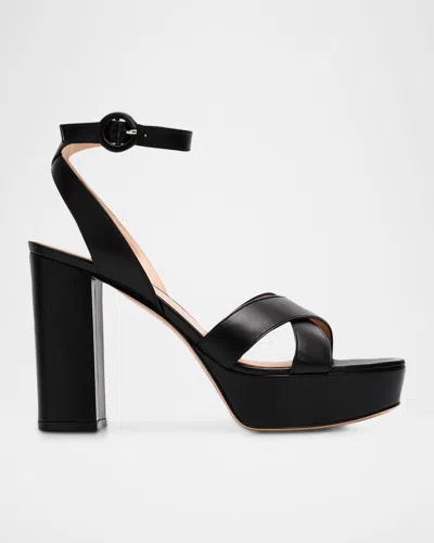Gianvito Rossi Crisscross Ankle-strap Platform Sandals In Black