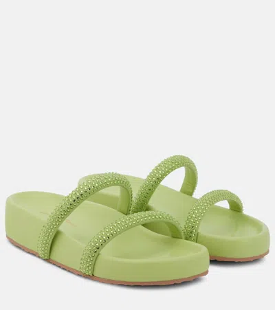 Gianvito Rossi Croisette Embellished Leather Sandals In Green
