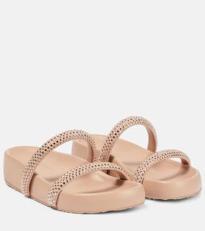 Gianvito Rossi Embellished Platform Slides In Pink