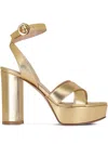 Gianvito Rossi Cross-over Platform Sandals In Gold