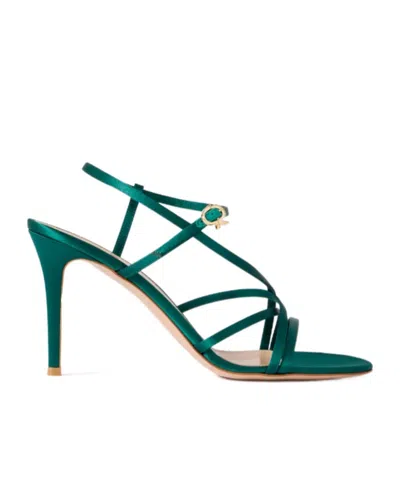 Gianvito Rossi Crossed Satin Sandals In Green