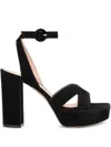 Gianvito Rossi Suede Crisscross Platform Sandals In Black