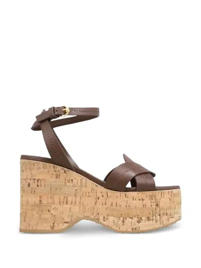 Gianvito Rossi 105 Leather Platform Sandals In Brown