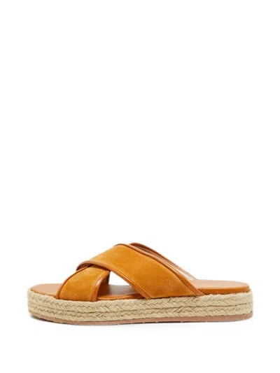 Pre-owned Gianvito Rossi Cross-strap Espadrilles In Brown