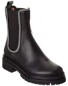 Gianvito Rossi Crystal Chester Leather Boot In Black