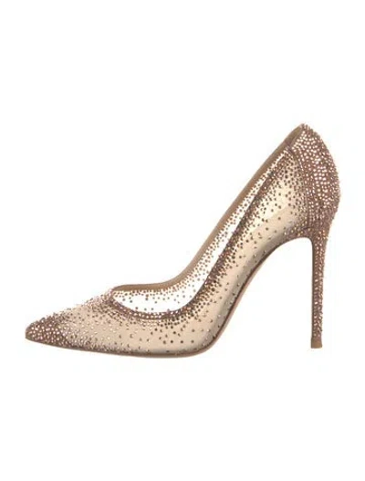 Pre-owned Gianvito Rossi Crystal Crystal Embellishments Pumps In Neutrals/pink