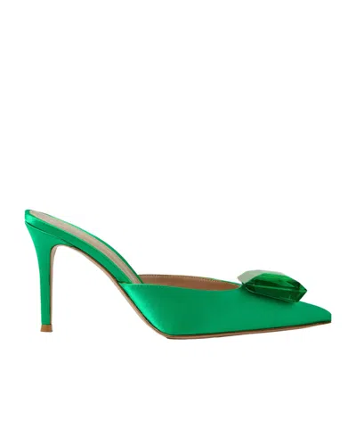 Gianvito Rossi Crystal Embellished Mules In Green