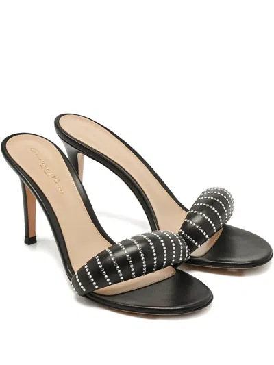 Pre-owned Gianvito Rossi Crystal-embellished Sandals In Black