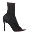 Gianvito Rossi Crystal Embellished Satin Open Toe Booties In Black