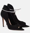 Gianvito Rossi Crystal-embellished Suede Sandals In Black