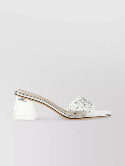 Gianvito Rossi Crystal-embellished Transparent Block Heel Sandals In White