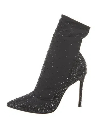 Pre-owned Gianvito Rossi Crystal Embellishments Sock Boots In Black