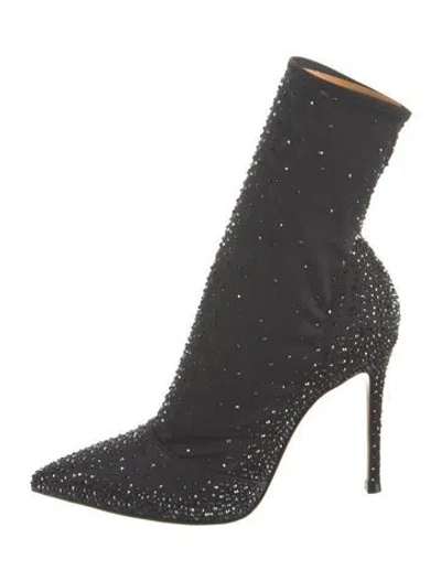 Pre-owned Gianvito Rossi Crystal Embellishments Sock Boots In Black
