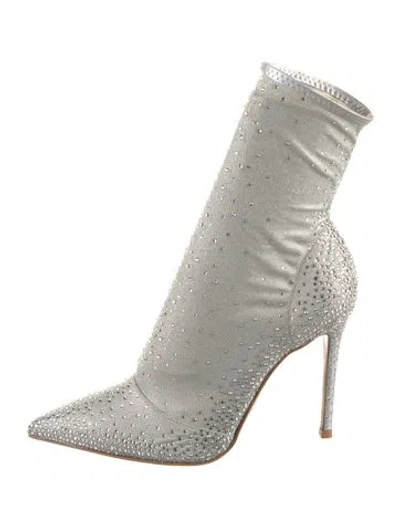Pre-owned Gianvito Rossi Crystal Embellishments Sock Boots In Gray