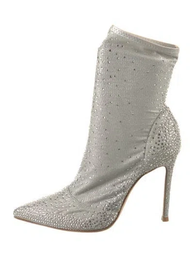 Pre-owned Gianvito Rossi Crystal Embellishments Sock Boots In Gray