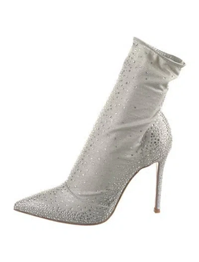 Pre-owned Gianvito Rossi Crystal Embellishments Sock Boots In Gray
