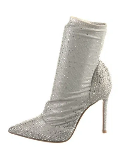 Pre-owned Gianvito Rossi Crystal Embellishments Sock Boots In Gray