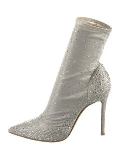 Pre-owned Gianvito Rossi Crystal Embellishments Sock Boots In Gray