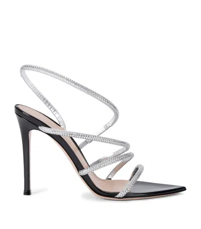 Gianvito Rossi Crystal Ettie Heeled Sandals 105 In Silver