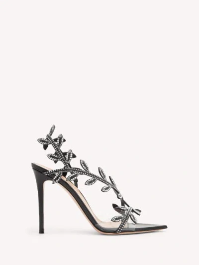 Gianvito Rossi Crystal Flavia Sandal In Black Leather