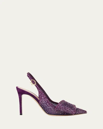 Gianvito Rossi Crystal Organza Slingback Pumps In Purple